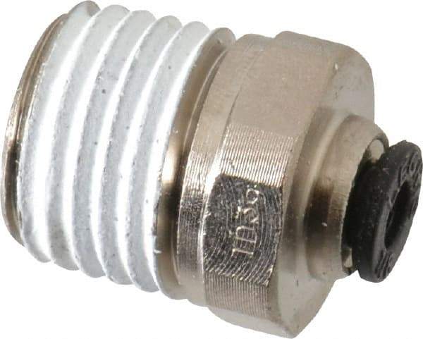Legris - 1/8" Outside Diam, 1/4 NPT, Nickel Plated Brass Push-to-Connect Tube Male Connector - 290 Max psi - Industrial Tool & Supply