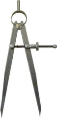 Value Collection - 6 Inch Leg, Spring Joint, Steel, Polished, Divider - 6 Inch Max Measurement, 150mm Max Measurement, Flat Leg with Quick Nut Adjustment - Industrial Tool & Supply