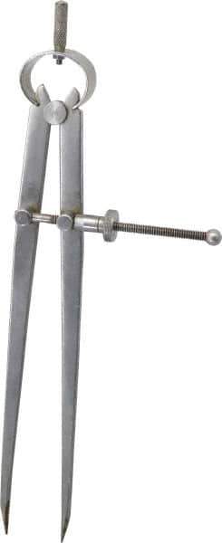 Value Collection - 8 Inch Leg, Spring Joint, Steel, Polished, Divider - 8 Inch Max Measurement, 200mm Max Measurement, Flat Leg with Quick Nut Adjustment - Industrial Tool & Supply