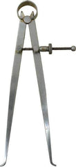 Value Collection - 8 Inch Leg, Spring Joint, Steel, Polished, Inside Caliper - 8 Inch Max Measurement, 200mm Max Measurement, Flat Leg with Quick Nut Adjustment - Industrial Tool & Supply