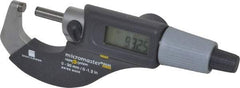 TESA Brown & Sharpe - 0 to 1.2" Range, 0.0001" Resolution, Standard Throat, Electronic Outside Micrometer - 0.0002" Accuracy, Friction Thimble, Carbide Tipped Face, CR2030 Battery, Includes Plastic Case - Industrial Tool & Supply