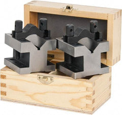 Value Collection - 1-3/16" Max Capacity, 90° Angle, Hardened Steel V-Block - 2-3/8" Long x 2-3/8" Wide x 2" High, Sold as 2 Block Set - Industrial Tool & Supply