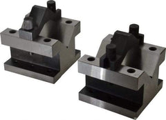 Value Collection - 2-9/16" Max Capacity, 90° Angle, Hardened Steel V-Block - 4-1/8" Long x 4-1/8" Wide x 3-1/16" High, Sold as 2 Block Set - Industrial Tool & Supply
