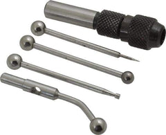 Value Collection - Single End, Center Finder Set Mechanical - 0.1 Inch Head Diameter, Ball, Conical, Disc Head Type, Includes 4 Attachments, Case, Holder, 4 Pieces - Industrial Tool & Supply