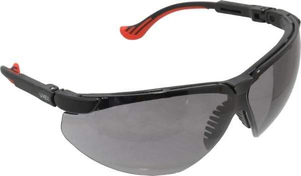 Uvex - Gray Lenses, Framed Safety Glasses - Anti-Fog, Scratch Resistant, Black Polycarbonate Frame, Adjustable Temples, Size Universal, Wrap Around - Industrial Tool & Supply
