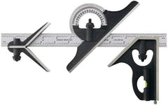 TESA Brown & Sharpe - 2 Piece, 24" Combination Square Set - 1/16, 1/32, 1/64 & 1/8" (4R) Graduation, Hardened Steel Blade, Hardened Steel Center & Square Head - Industrial Tool & Supply