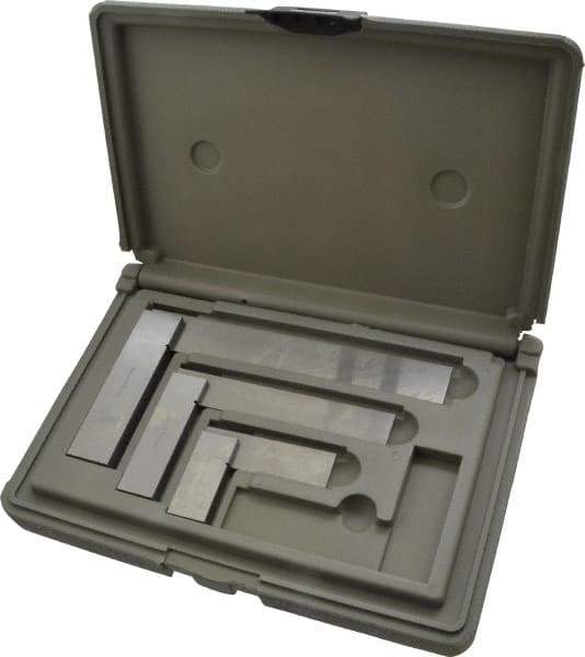 TESA Brown & Sharpe - 3 Piece, 1-1/2, 3, 4 Inch Base Length, 2, 4, 6 Inch Blade Length, Square Set - Accuracy Up to 0.0006 Inches, Steel, Includes Case - Industrial Tool & Supply