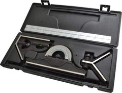 TESA Brown & Sharpe - 4 Piece, 12" Combination Square Set - 1/16, 1/32, 1/64 & 1/8" (4R) Graduation, Hardened Steel Blade, Hardened Steel Center, Protractor & Square Head - Industrial Tool & Supply