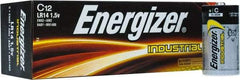 Energizer - Size C, Alkaline, 12 Pack, Standard Battery - 1.5 Volts, Button Tab Terminal, LR14, ANSI, IEC Regulated - Industrial Tool & Supply
