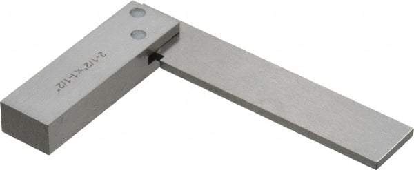 Value Collection - 2-1/2" Blade Length, 1-1/2" Base Length Steel Square - 0.0003" Accuracy, Beveled Edge - Industrial Tool & Supply