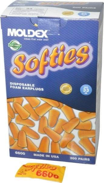 Moldex - Disposable, Uncorded, 33 dB, Taper End Earplugs - Orange, 200 Pairs - Industrial Tool & Supply