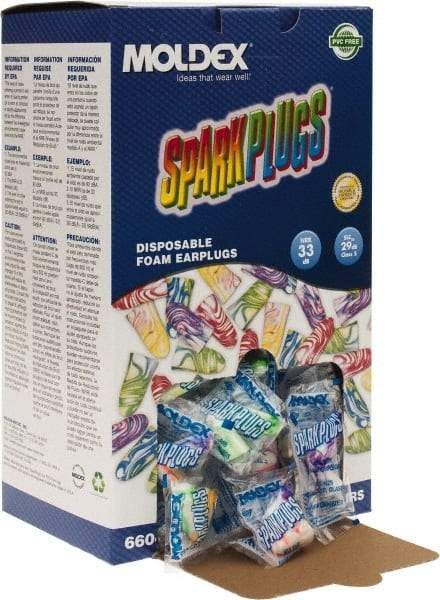 Moldex - Disposable, Uncorded, 33 dB, Taper End Earplugs - Bright Green, 200 Pairs - Industrial Tool & Supply