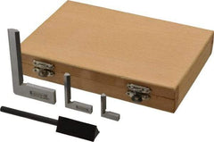 SPI - 4 Piece, 3/4, 1-1/8, 1-15/16 Inch Base Length, 1, 1-1/2, 1-9/16, 2-15/16 Inch Blade Length, Square Set - Hardened Steel, Includes 3 Beveled Squares, Case, Triangular Straight Edge - Industrial Tool & Supply