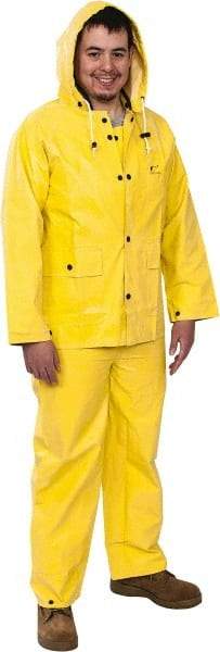 OnGuard - Size S, Yellow, Chemical, Rain Three Piece Suit - Detachable Hood - Industrial Tool & Supply