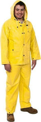 OnGuard - Size S, Yellow, Chemical, Rain Three Piece Suit - Detachable Hood - Industrial Tool & Supply