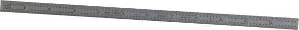 TESA Brown & Sharpe - 12" Long, 1/64, 1/32, 1/16, 1/8" Graduation, Flexible Steel Rule - 4R Graduation Style, 1/2" Wide, Silver, Satin Chrome Finish - Industrial Tool & Supply