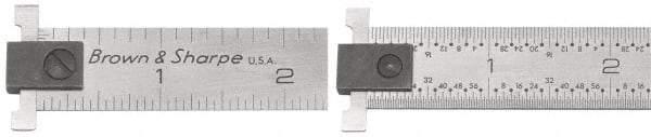 TESA Brown & Sharpe - 6" Long, 1/64, 1/32, 1/16, 1/8" Graduation, Steel Rule - 4R Graduation Style, 3/4" Wide, Silver, Satin Chrome Finish - Industrial Tool & Supply