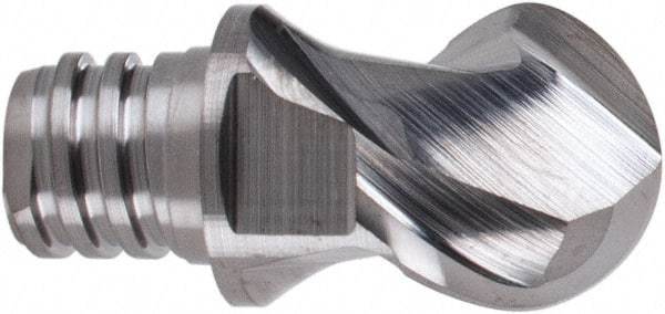 Iscar - MM EBA Grade IC08 Carbide Ball Nose Milling Tip Insert - Uncoated, 2 Flutes, 3/8" Cutting Diam, 0.27" Depth of Cut, 0.51" Extension, 3/16" Cnr Rad, 45° Helix - Industrial Tool & Supply