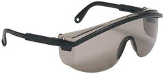 Uvex - Gray Lenses, Framed Safety Glasses - Scratch Resistant, Black Plastic Frame, Adjustable Temples, Size Universal, Wrap Around - Industrial Tool & Supply