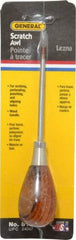 General - 6-1/2" OAL Steel Scratch Awl - Hardwood Handle - Industrial Tool & Supply