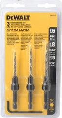 DeWALT - 3 Piece, 0.13 to 0.19" Head Diam, 77 to 83° Included Angle, Single End Countersink Set - Industrial Tool & Supply