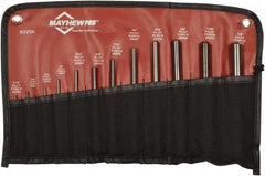 Mayhew - 12 Piece, 1/16 to 1/2", Roll Pin Punch Set - Round Shank, Comes in Vinyl Roll - Industrial Tool & Supply