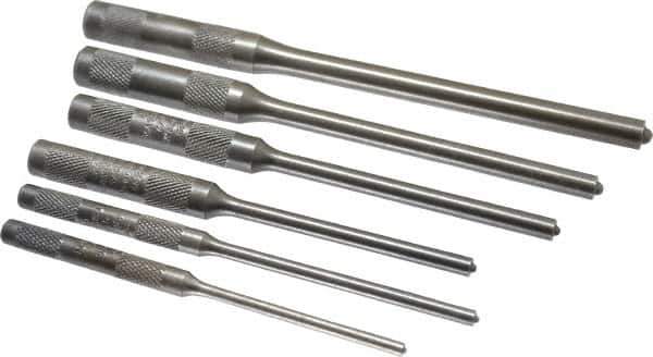 Mayhew - 6 Piece, 1/8 to 5/16", Roll Pin Punch Set - Round Shank, Comes in Vinyl Roll - Industrial Tool & Supply