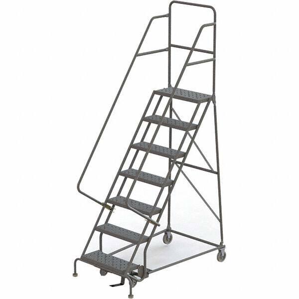 TRI-ARC - 103" 7 Step Ladder - 350 Lb Capacity, 70" Platform Height, 30" Base Width x 55" Depth, Perforated Tread - Industrial Tool & Supply
