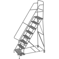 TRI-ARC - 116" 8 Step Rolling Platform Ladder - 450 Lb Capacity, 80" Platform Height, 35" Base Width x 64" Depth, Serrated Tread - Industrial Tool & Supply