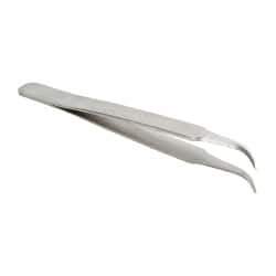 Value Collection - 4-1/4" OAL Stainless Steel Assembly Tweezers - Sharp Bent Points - Industrial Tool & Supply