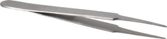Value Collection - 4-1/4" OAL Stainless Steel Assembly Tweezers - Narrow Sharp Points - Industrial Tool & Supply