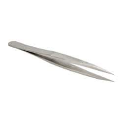 Erem - 4-3/8" OAL AC-SA Precision Tweezers - Fine Straight Point - Industrial Tool & Supply