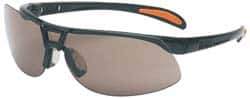 Uvex - Gray Lenses, Framed Safety Glasses - Scratch Resistant, Metallic Black Polycarbonate Frame, Size Universal, Wrap Around - Industrial Tool & Supply