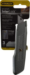 Stanley - Retractable Utility Knife - Enamel (Color) Zinc Handle, 3 Blades Included - Industrial Tool & Supply
