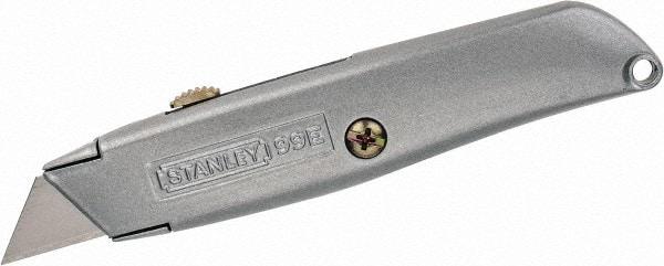 Stanley - Retractable Utility Knife - 2-7/16" Blade, Die Cast Aluminum (Color) Aluminum Handle, 3 Blades Included - Industrial Tool & Supply