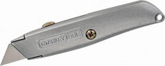 Stanley - Retractable Utility Knife - 2-7/16" Blade, Die Cast Aluminum (Color) Aluminum Handle, 3 Blades Included - Industrial Tool & Supply