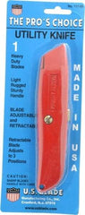 Made in USA - Retractable Utility Knife - Die Cast Aluminum (Color) Aluminum Handle, 3 Blades Included - Industrial Tool & Supply