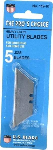 U.S. Blade - 5 Piece Steel Utility Knife Blade - 0.025" Blade Thickness - Industrial Tool & Supply