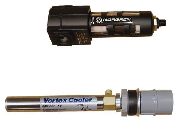 Vortec - 400 BTU per Hour, Vortex Enclosure Cooler without Thermostat - 1/8 NPT Thread, 8 Cubic Ft. per min - Industrial Tool & Supply