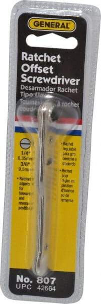 General - Ratcheting Offset Standard Slotted Screwdriver - 3-7/8" OAL - Industrial Tool & Supply