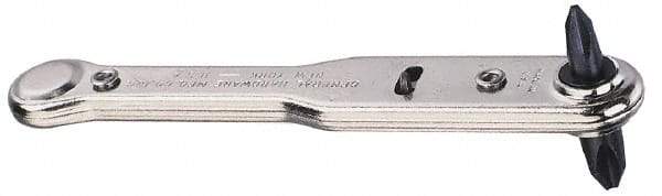 General - #1, #2 Phillips Point, Ratcheting Offset Phillips Screwdriver - 3-7/8" OAL - Industrial Tool & Supply