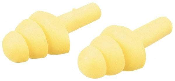 3M - Reusable, Uncorded, 25 dB, Flange Earplugs - Yellow, 100 Pairs - Industrial Tool & Supply