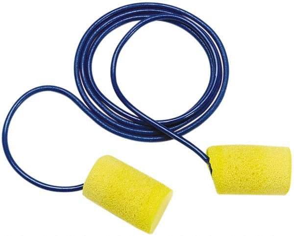 3M - Disposable, Corded, 29 dB, Barrel Earplugs - Yellow, 200 Pairs - Industrial Tool & Supply