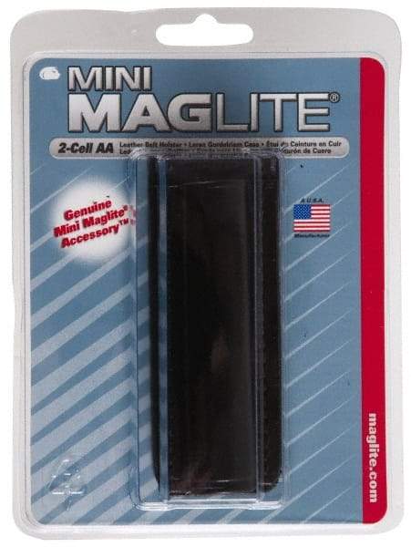 Mag-Lite - Leather Mini/Pocket Flashlight Belt Holster - Black, Compatible with Maglite AA Batteries - Industrial Tool & Supply