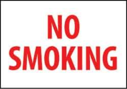 NMC - "No Smoking", 10" Long x 14" Wide, Rigid Plastic Safety Sign - Rectangle, 0.05" Thick, Use for Smoking Regulations - Industrial Tool & Supply