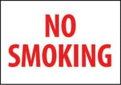 NMC - "No Smoking", 10" Long x 14" Wide, Rigid Plastic Safety Sign - Rectangle, 0.05" Thick, Use for Smoking Regulations - Industrial Tool & Supply