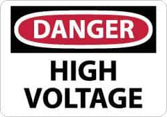 NMC - "Danger - High Voltage", 10" Long x 14" Wide, Rigid Plastic Safety Sign - Rectangle, 0.05" Thick, Use for Accident Prevention - Industrial Tool & Supply
