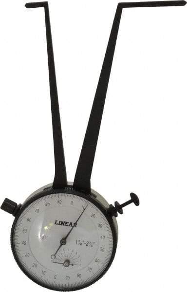 Value Collection - 1-7/8 to 2-7/8" Black Oxide & Chrome Plated Inside Dial Caliper Gage - 0.001" Graduation, 0.038mm Accuracy, 3-1/4" Leg Length, Ball Contact Points - Industrial Tool & Supply