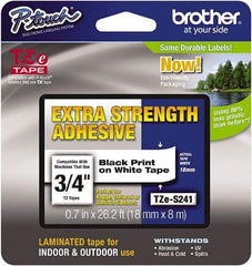 Brother - 3/4" Wide x 314.4" Long, White Plastic/Paper Tape Cassette - For Label Maker - Industrial Tool & Supply