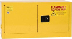 Eagle - 2 Door, Yellow Steel Stackable Safety Cabinet for Flammable and Combustible Liquids - 22-1/4" High x 43" Wide x 18" Deep, Manual Closing Door, 3 Point Key Lock, 15 Gal Capacity - Industrial Tool & Supply